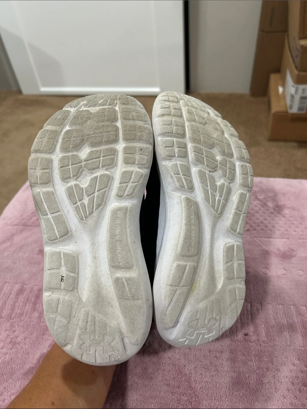 Under Armour Black and White Kids Slip-On Sneakers with Elastic Straps
